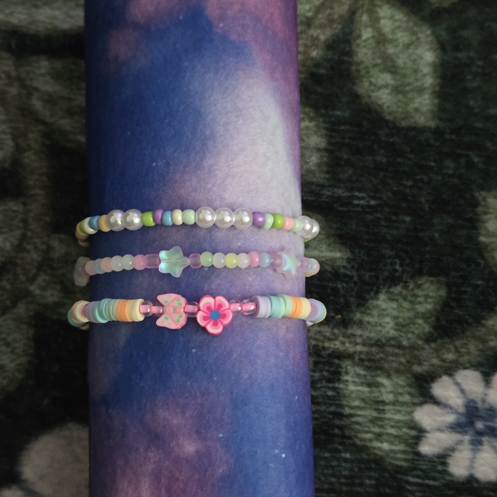Pretty Fairycore Kawaii Beaded Bracelet Stack Set